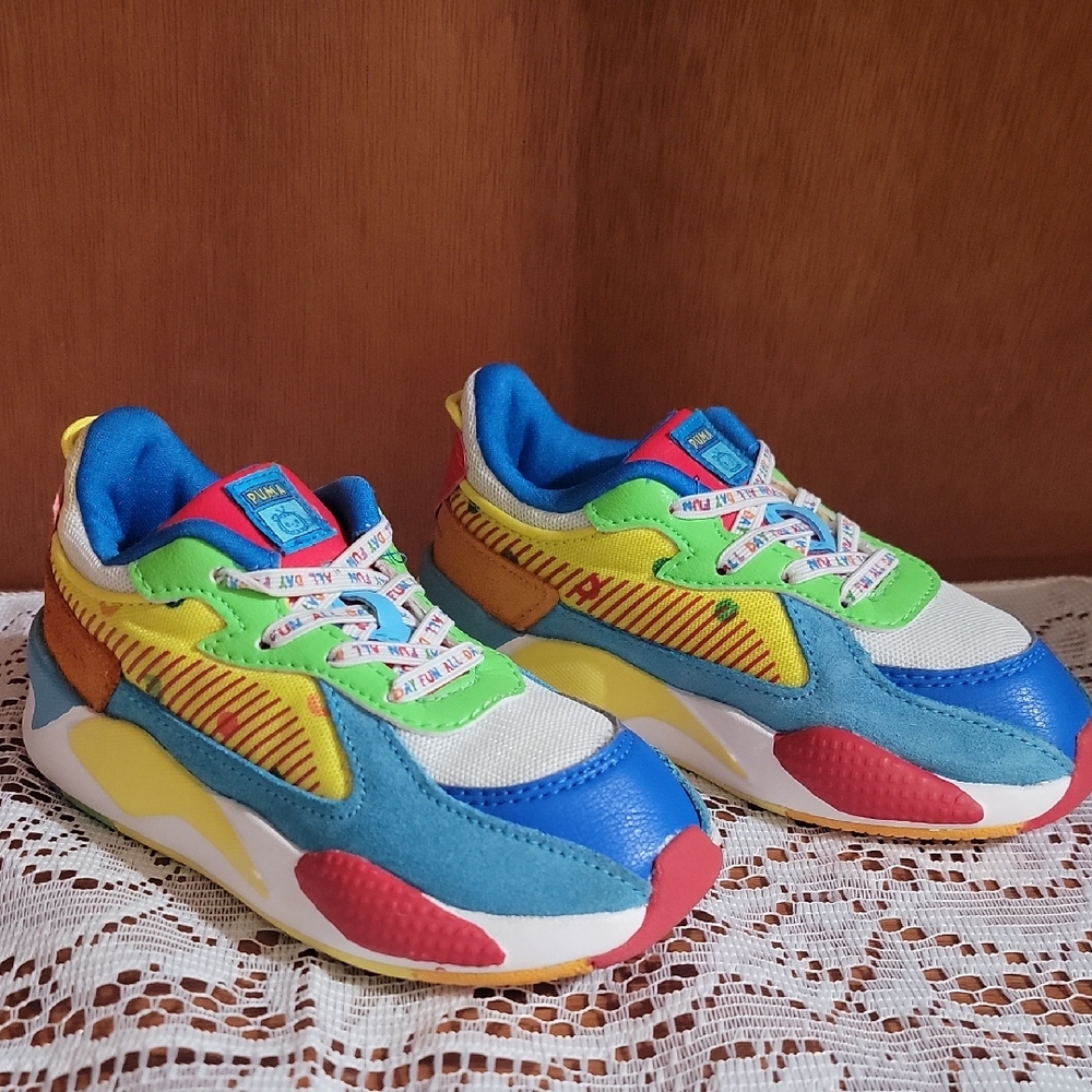 Puma Cocomelon  Kids Multicolor Lace-Up Sneakers - Blue, Green, Yellow, Red Sz 8